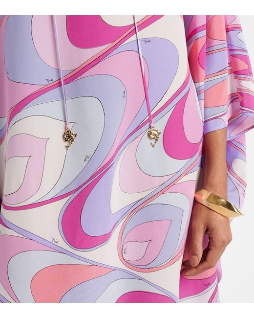 Emilio Pucci Pink Printed Silk Crepe De Chine Kaftan