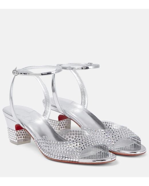 Christian Louboutin White Cassandrissima Embellished Pvc Sandals