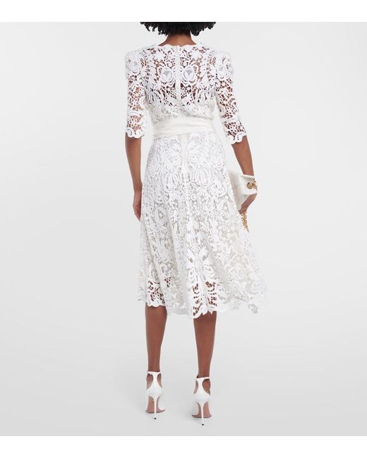 Elie Saab Natural Lace Midi Dress