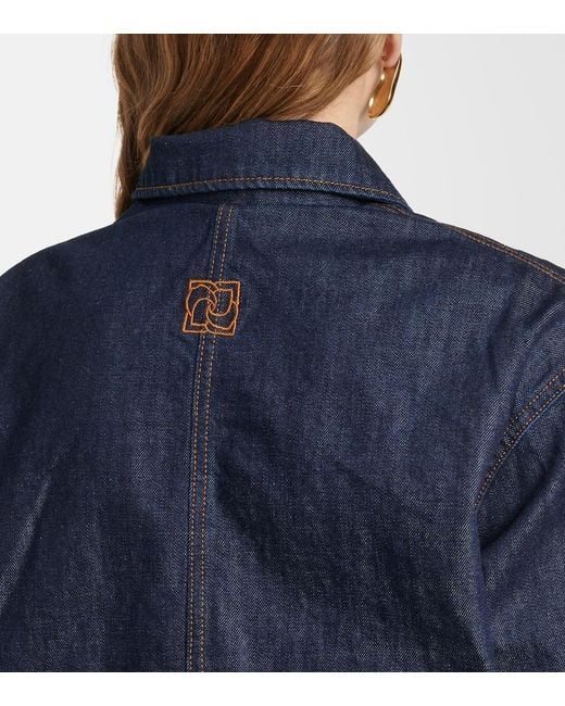 Magda Butrym Blue Oversized Denim Bomber Jacket