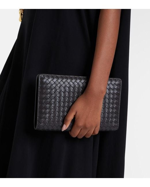 Bottega Veneta Black Agenda Intrecciato Leather Clutch