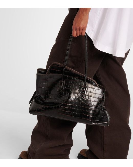 The Attico Black La Passeggiata Medium Leather Tote