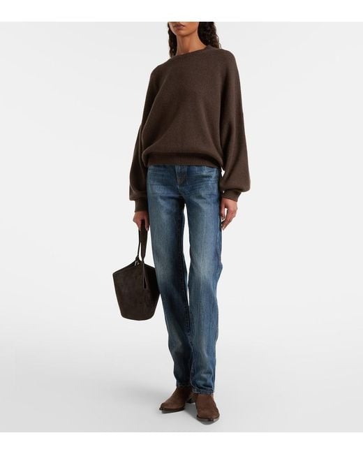 Khaite Blue Farley High-Rise Straight Jeans