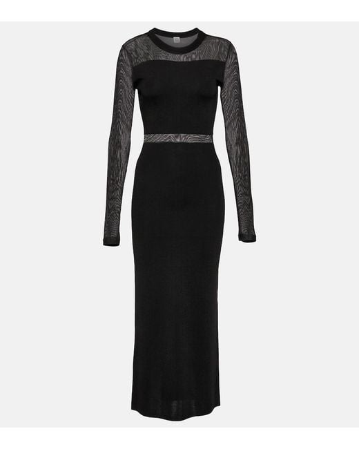 Totême Black Semi-Sheer Knitted Maxi Dress