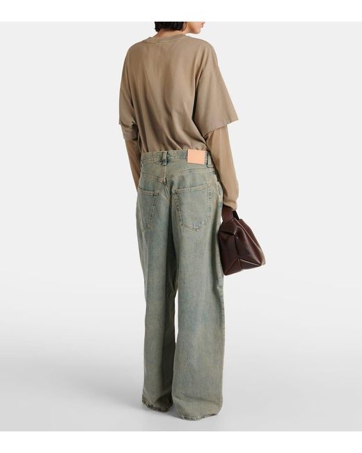 Acne Green Mid-Rise Wide-Leg Jeans Delta