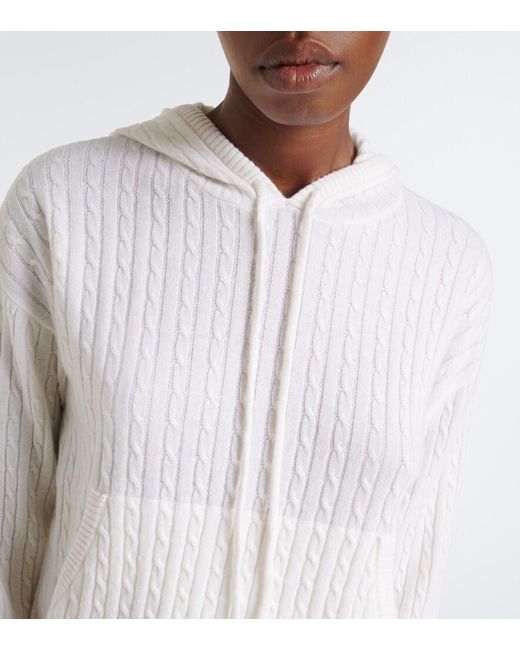 Eleventy White Cable-Knit Cashmere Hoodie