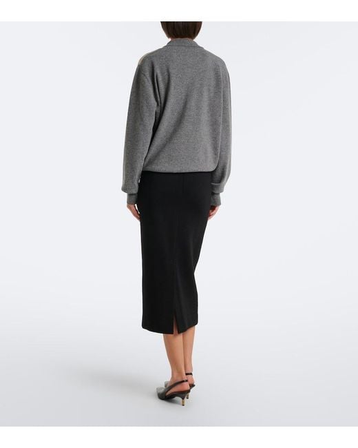 Max Mara Black Wool-Blend Jersey Pencil Skirt