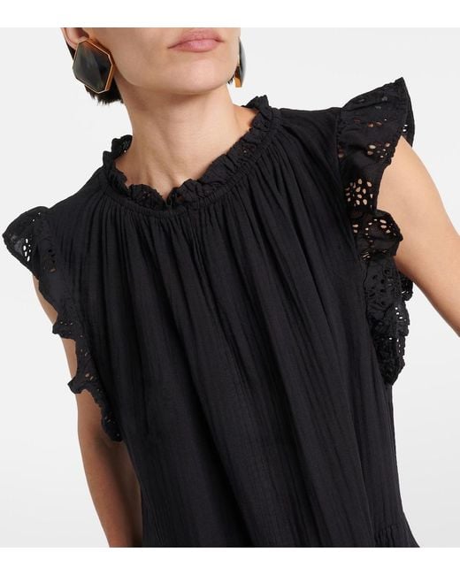Velvet Black Grace Lace-Trimmed Cotton Minidress