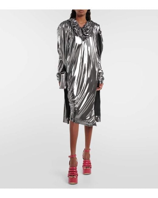 Vivienne Westwood Gray Draped Lame Midi Dress