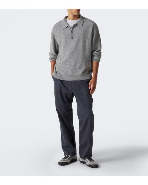 Stone Island Blue Compass Badge Cotton-Blend Cargo Pants for men