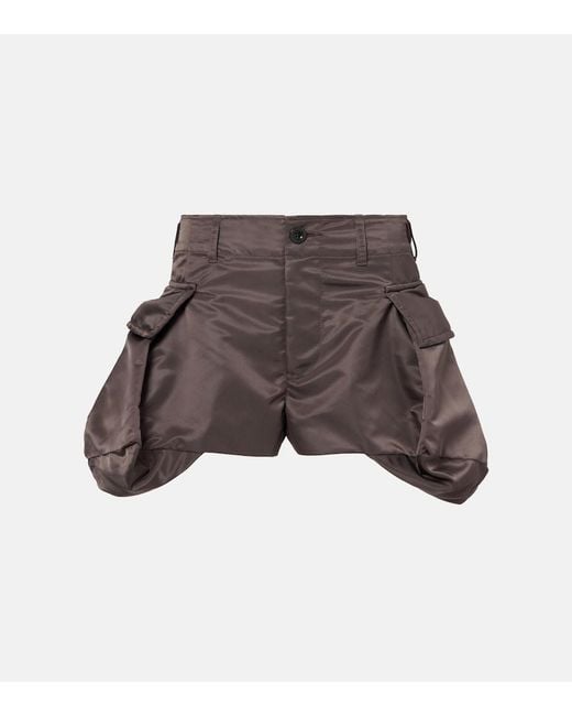 Sacai Brown Technical Twill Cargo Shorts
