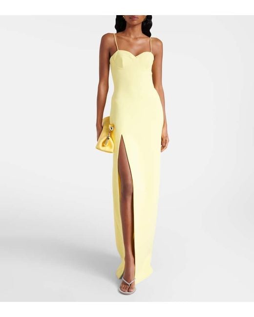 David Koma Yellow Side-Slit Corset Gown