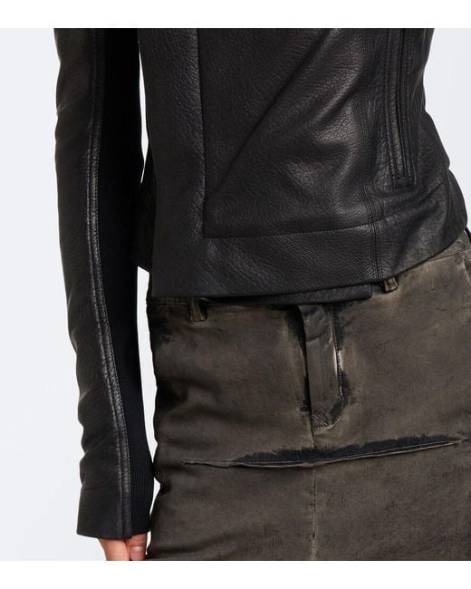 Rick Owens Black Leather Biker Jacket