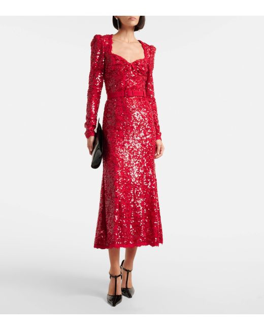 Rebecca Vallance Red X Nicky Hilton Leyla Sequined Midi Dress