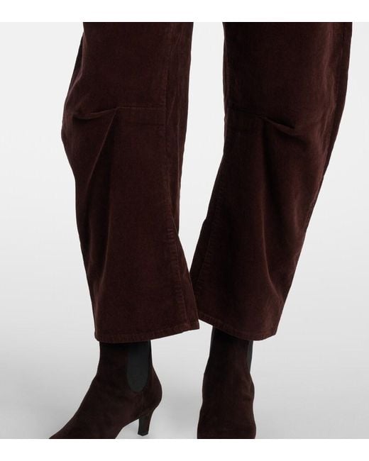 Nili Lotan Red Shon Mid-Rise Barrel-Leg Pants