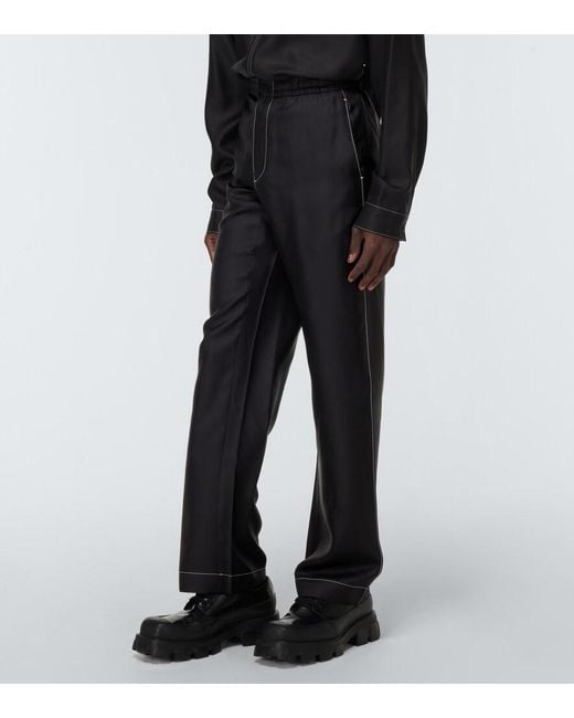 Prada Black Silk Pants for men
