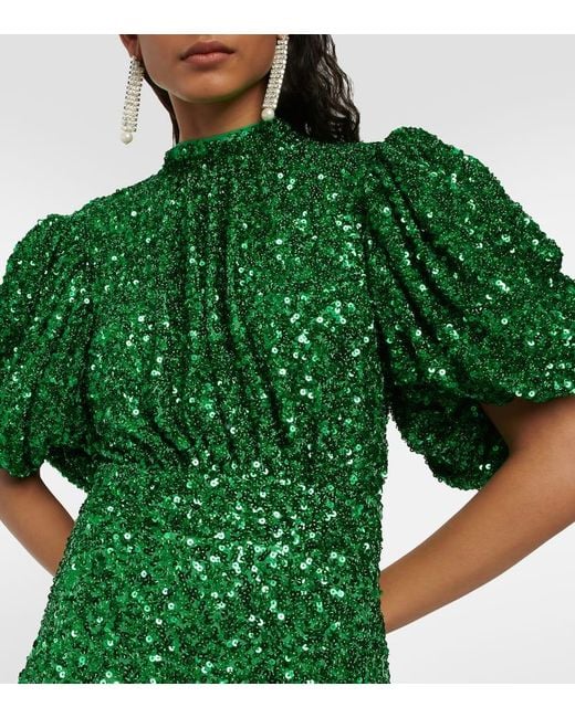 ROTATE BIRGER CHRISTENSEN Sequined Puff-Sleeve Maxi Dress in