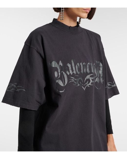Balenciaga Black Medium Fit Printed Logo T-Shirt Clothing