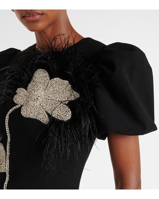 Rebecca Vallance Black Embellished Crepe Cocktail Dress