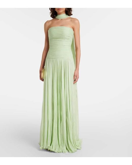 Marmar Halim Green Robe Aus Seiden-Georgette