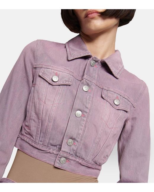 MM6 by Maison Margiela Pink Cropped Denim Jacket