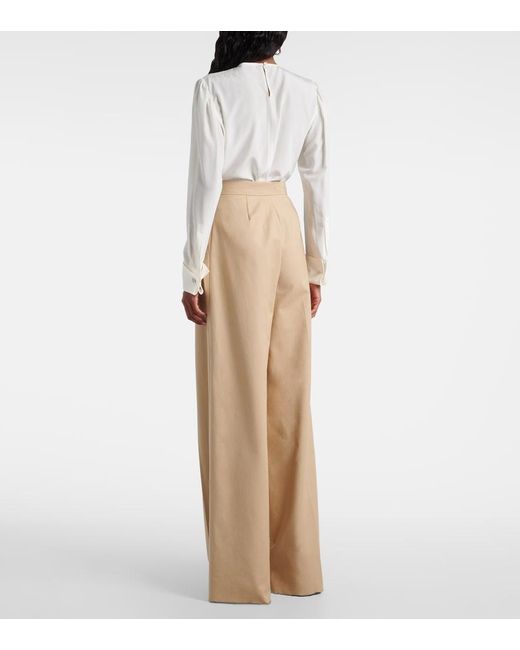 Max Mara Natural Cotton-Blend Wide-Leg Pants