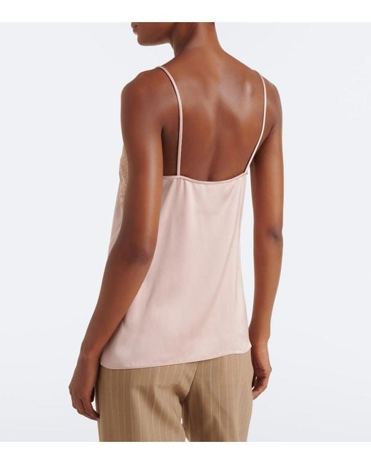 Valentino Pink Lace-Trimmed Cady Camisole