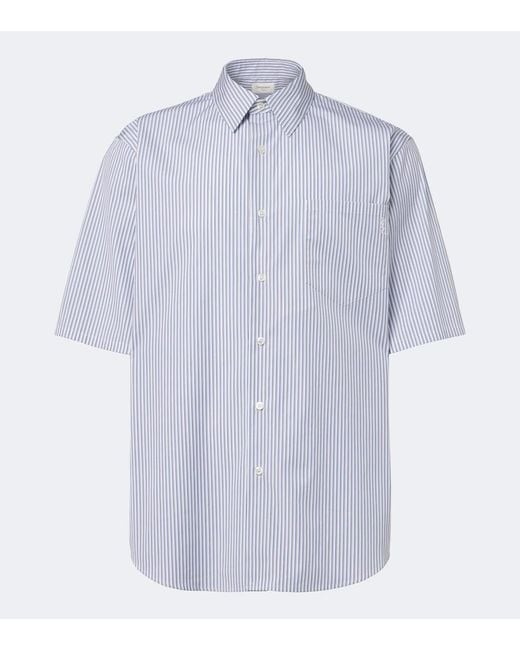 Saint Laurent Blue Cassandre Striped Cotton Shirt for men