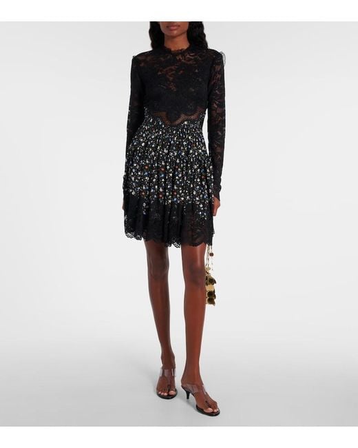 Rabanne Black Floral Lace Minidress