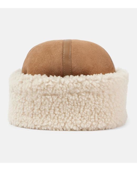 Totême  Natural Leather-Trimmed Shearling And Suede Hat