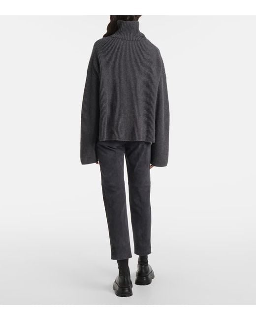 Joseph Black Ribbed-Knit Wool-Blend Turtleneck Sweater