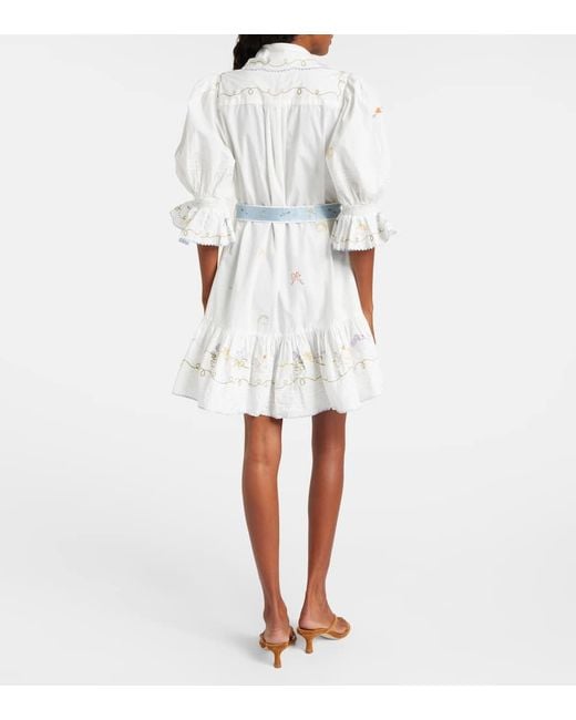 ALÉMAIS White Giulia Embroidered Cotton Minidress