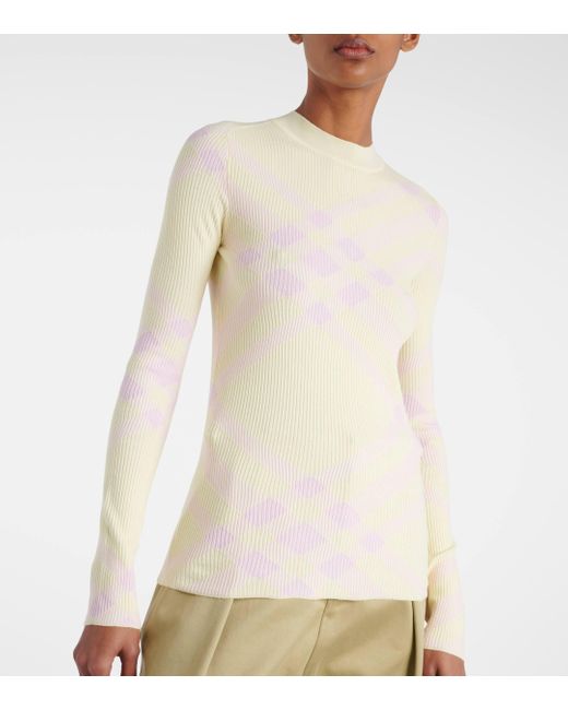 Burberry Yellow Check Wool-blend Top