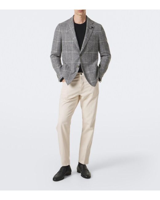 Lardini Gray Checked Alpaca And Wool-Blend Blazer for men