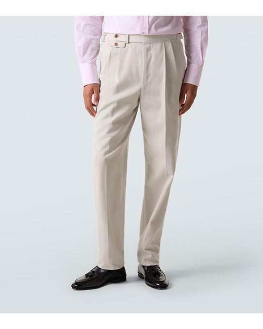 Dunhill White Cotton And Cashmere Straight Pants for men