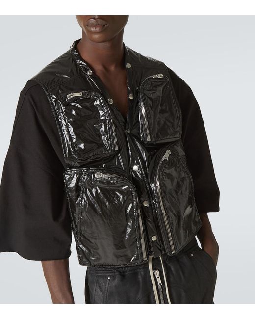 Rick Owens Black Cotton Cargo Vest for men