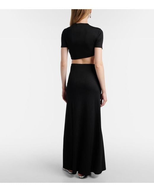 Christopher Esber Black Paisley Cropped Gathered T-Shirt