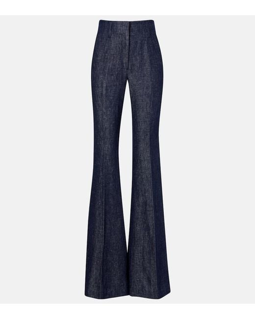 Gabriela Hearst Blue Rhein Linen Flared Pants