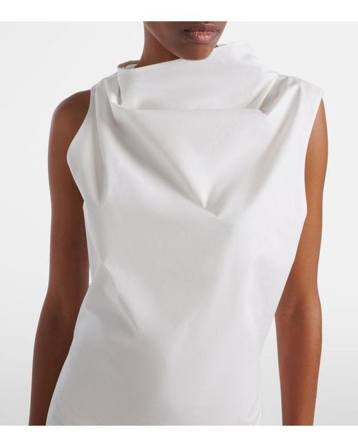 Khaite White Astor Draped Cotton Poplin Minidress