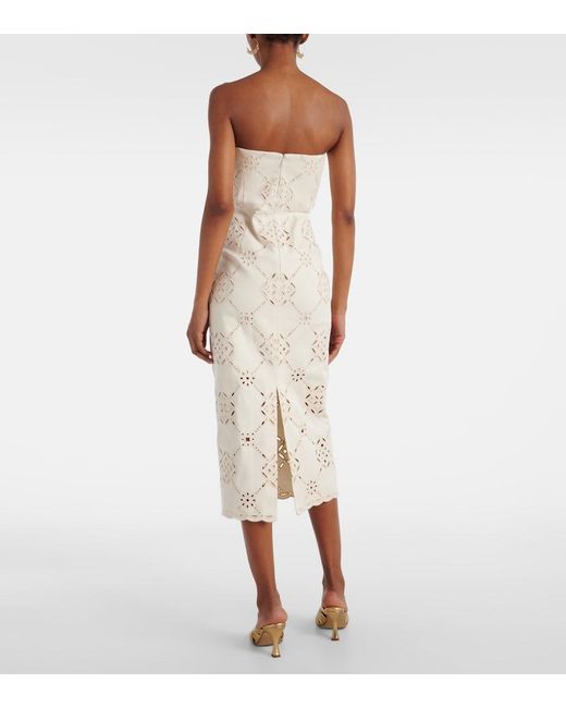 Veronica Beard White Nettia Embroidered Cotton Midi Dress