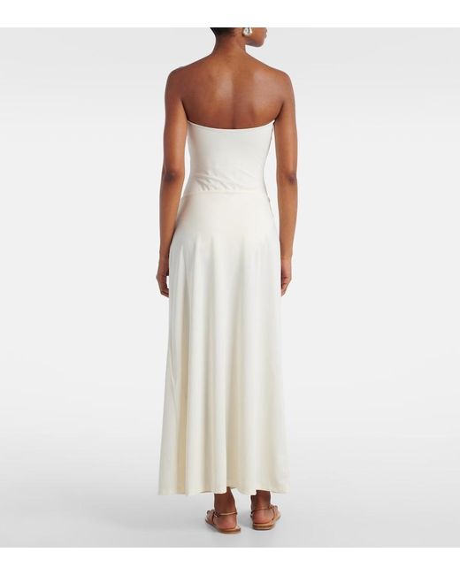 Johanna Ortiz White Gathered Midi Skirt