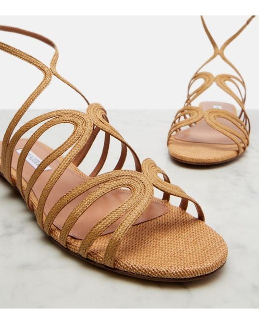 Aquazzura Brown Serenade Raffia Sandals