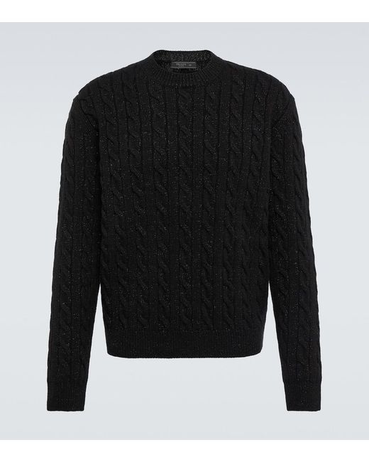 Prada Black Knit Wool-Blend Sweater for men