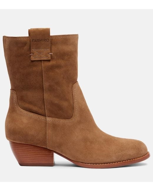 Farm Rio Brown Ankle Boots Aus Veloursleder