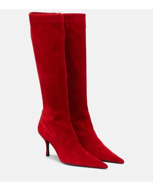 Magda Butrym Red Suede Knee-High Boots