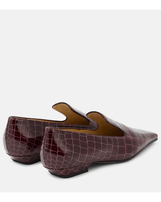Khaite Brown Marfa Croc-effect Leather Loafers