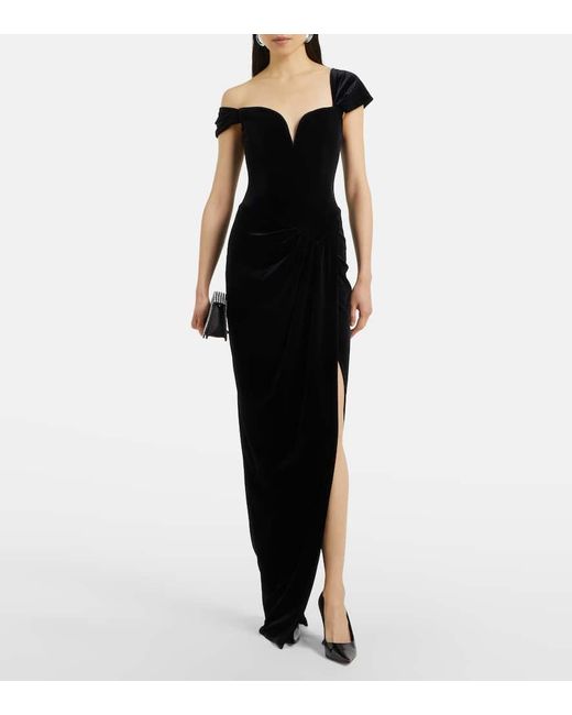 Alex Perry Black Robe Aus Samt