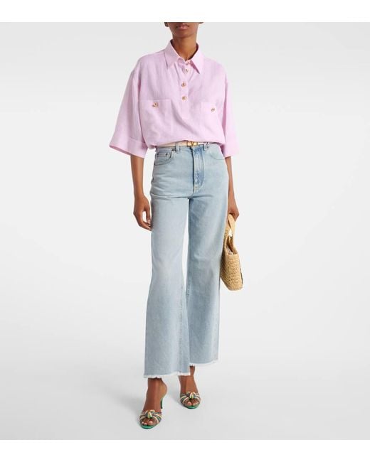 Valentino Pink Oversized Linen Polo Shirt