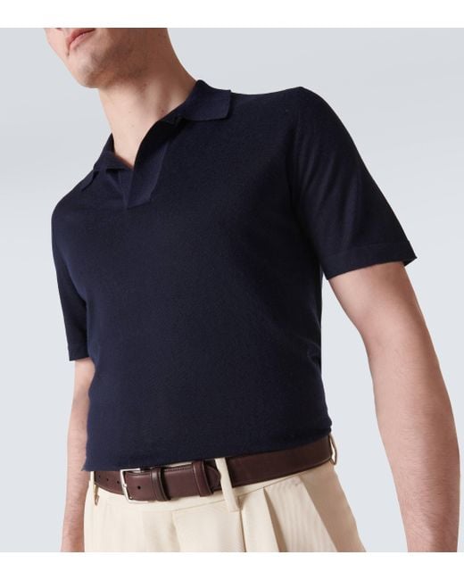 Gabriela Hearst Blue Stendhal Cashmere Polo Sweater for men