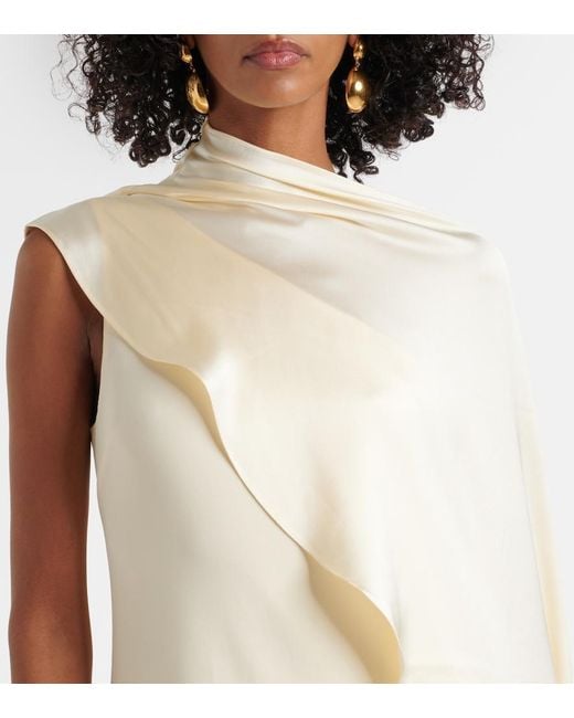 Taller Marmo White Berenson Caped Crepe Cady Gown